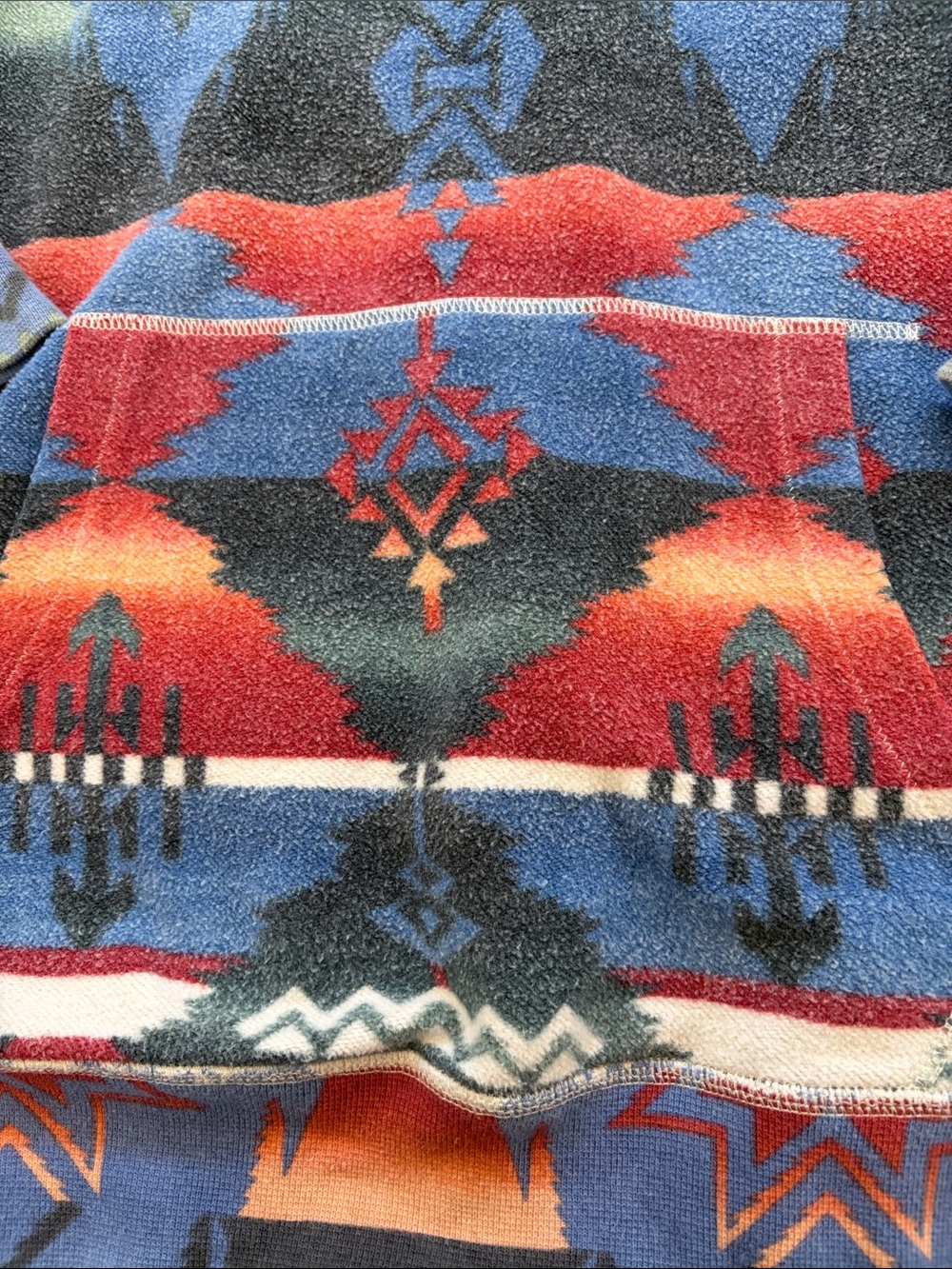 Ralph Lauren pullover hoodie with bold Aztec pattern. Cotton blend. Heavyweight - Picture 3 of 12